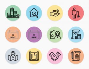 REAL ESTATE LINE ICONS SET