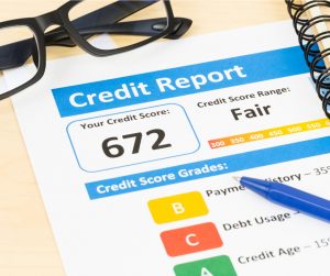 fair-credit-score-report-with-pen-picture-id1032041372